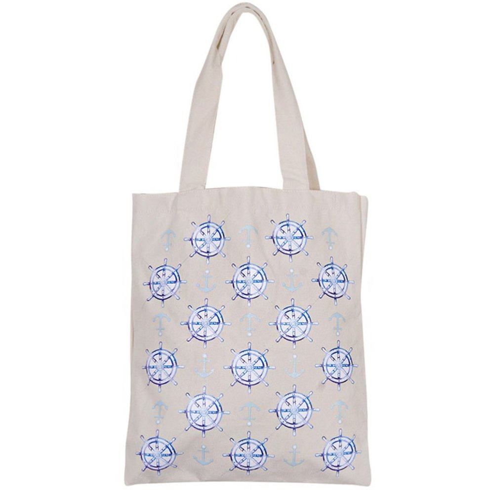 Nautical Anchor And Wheel Theme Eco Tote Bag